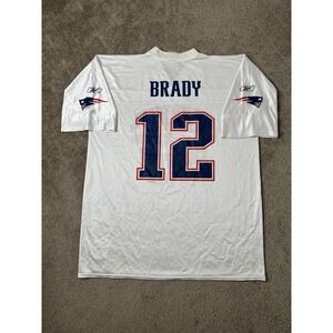 Vintage Mens Jersey NFL Reebok Super Bowl XXXVIII #12 Tom Brady White, Size XL